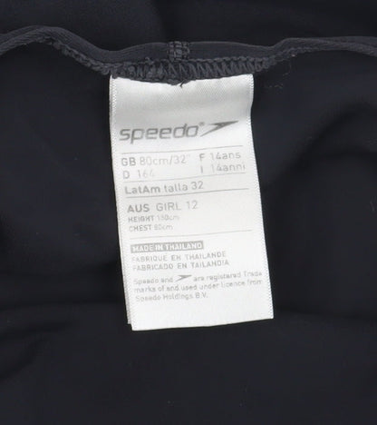 Speedo Girls Black One Piece Swimsuit, Size 14 Years, Lightweight