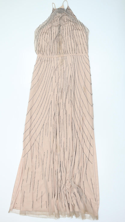 Monsoon Women's Beige Halter Maxi Dress Size 12