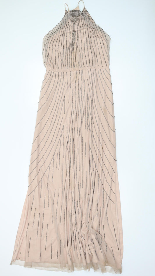 Monsoon Women's Beige Halter Maxi Dress Size 12