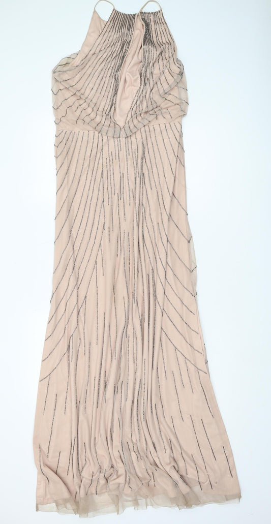Monsoon Women's Beige Halter Maxi Dress Size 12