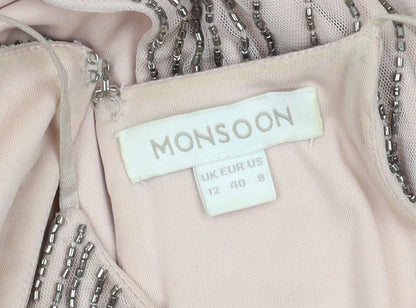 Monsoon Women's Beige Halter Maxi Dress Size 12