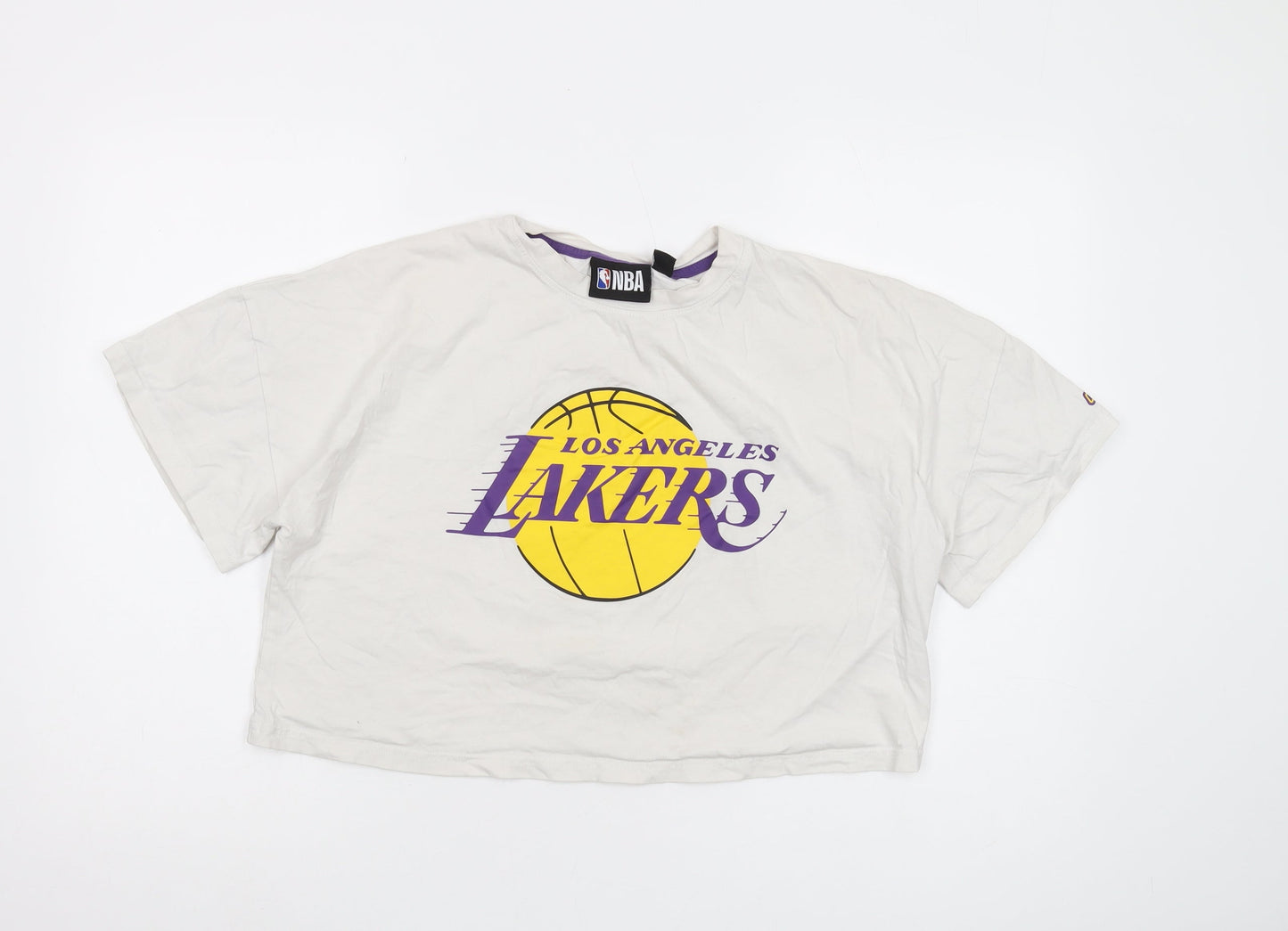 Womens UK Size 14 NBA White Cropped T-Shirt