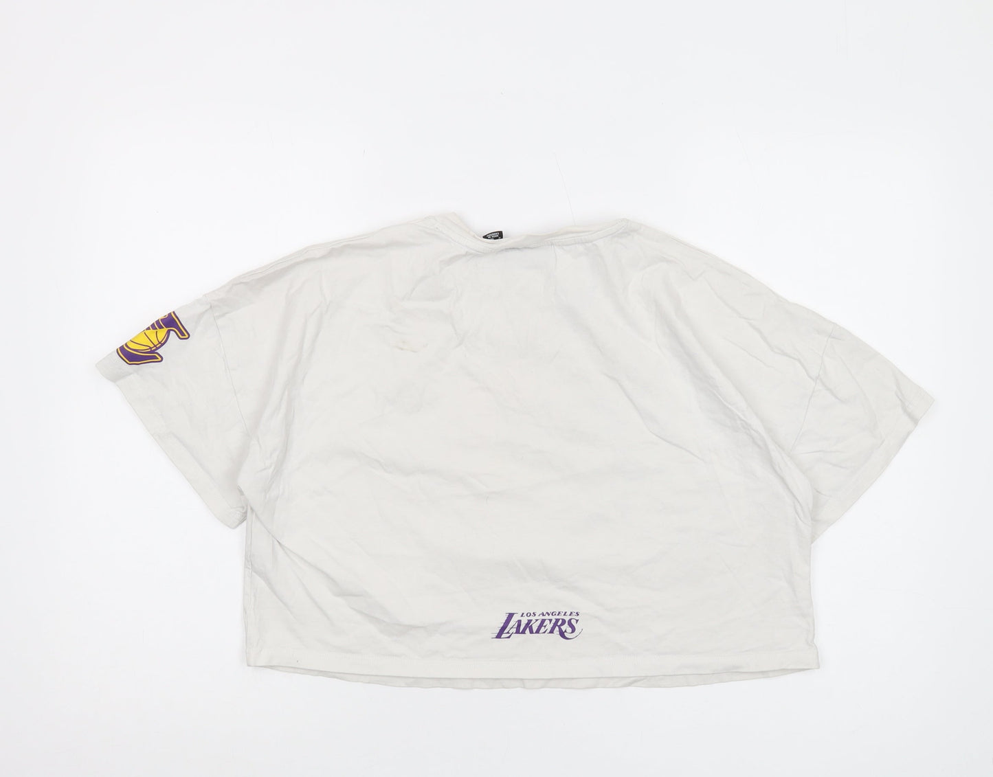 Womens UK Size 14 NBA White Cropped T-Shirt