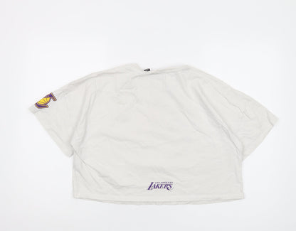 Womens UK Size 14 NBA White Cropped T-Shirt