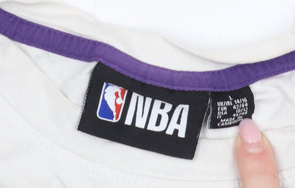 Womens UK Size 14 NBA White Cropped T-Shirt