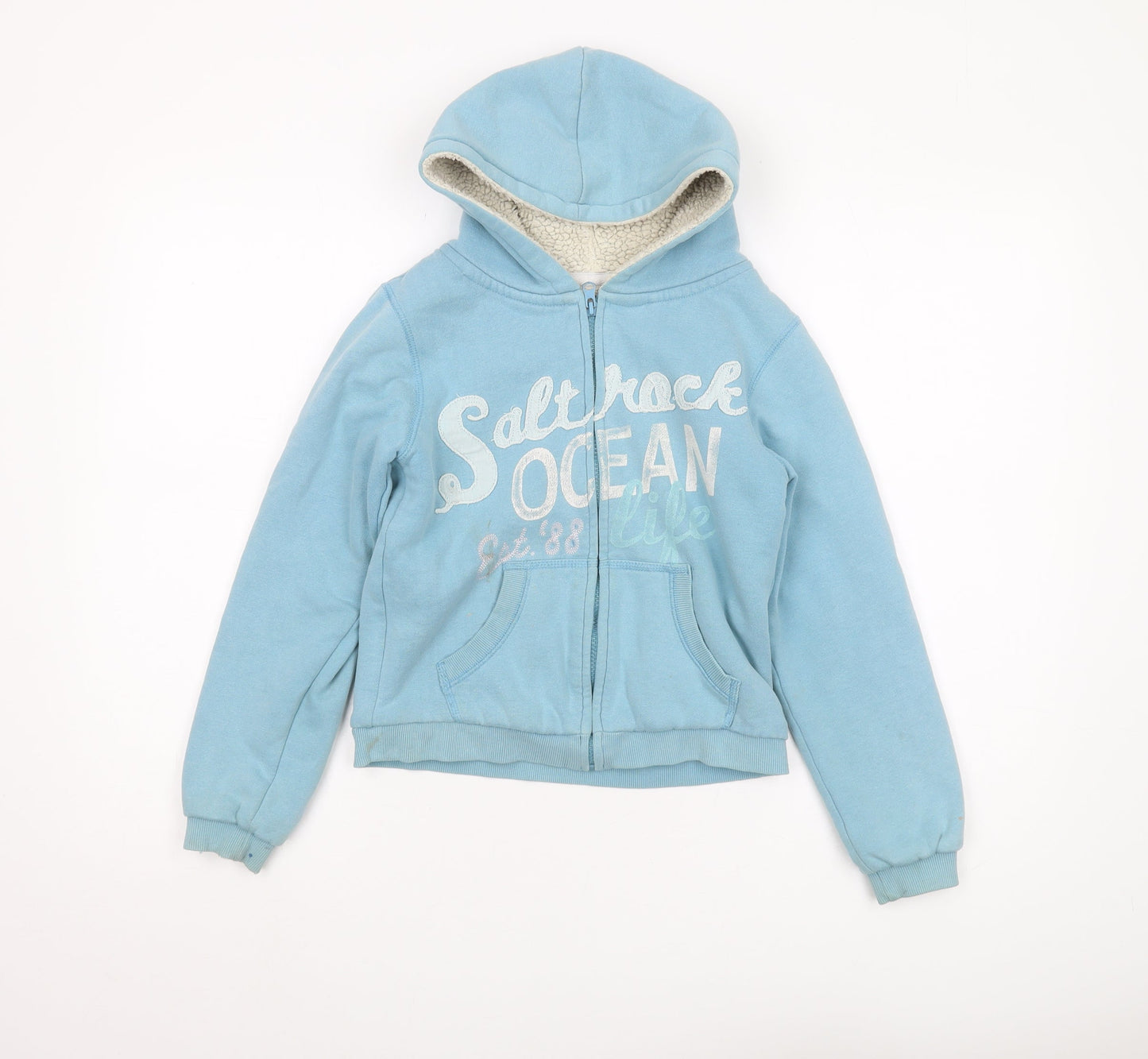 Saltrock Girls Blue Full Zip Hoodie, Size 7, Logo Accents