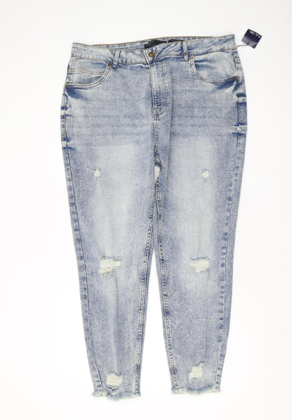 Mens UK Size 52 Piazza Italia Slim Fit Cropped Blue Jeans