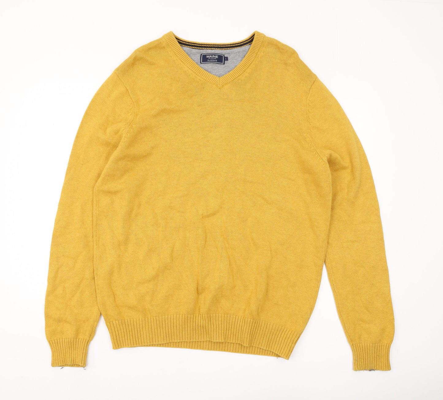 Maine New England Men's Yellow V-Neck Pullover, Size L