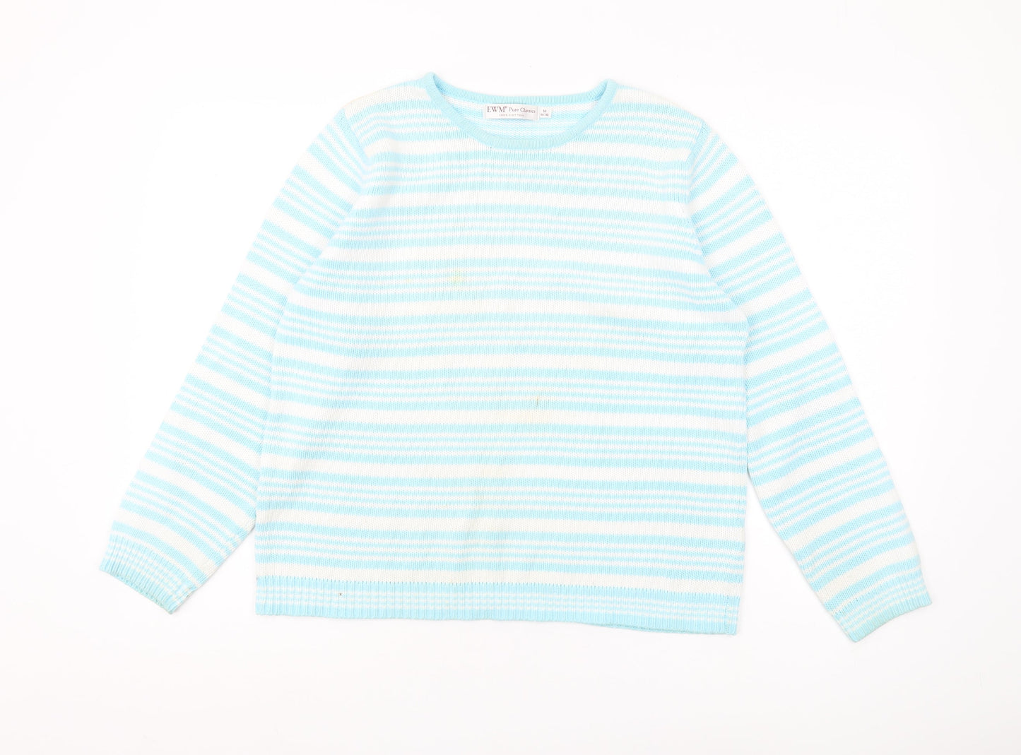 Womens UK Size M EWM Pure Classics Blue Pullover Jumper
