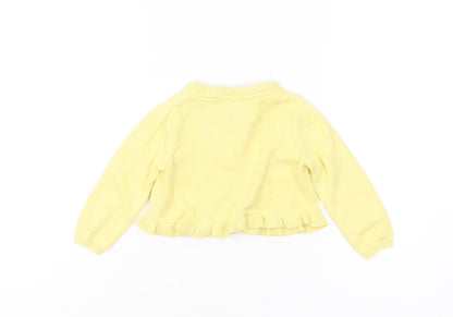 Monsoon Baby Yellow Cardigan, Floral, 6-9 Months, Cotton Knit