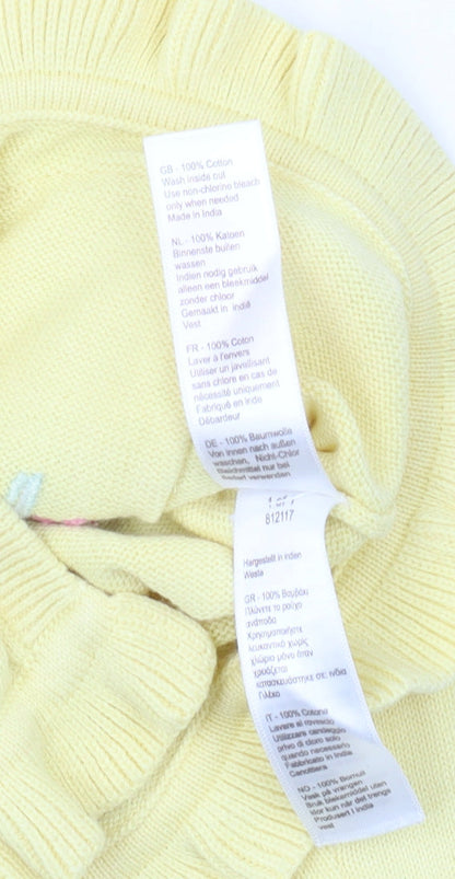 Monsoon Baby Yellow Cardigan, Floral, 6-9 Months, Cotton Knit