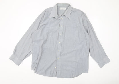 Marks and Spencer Men's Grey Check Shirt 17.5 Regular
