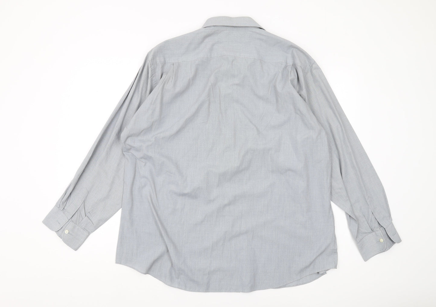 Marks and Spencer Men's Grey Check Shirt 17.5 Regular