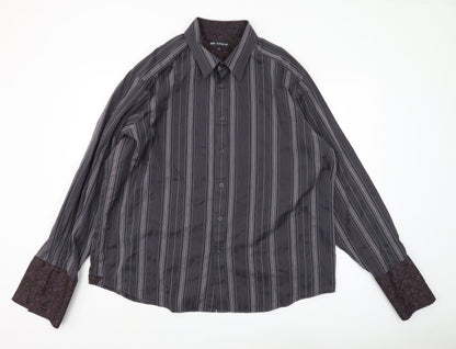 Marks and Spencer Men's Black Striped Long Sleeve Shirt 2XL