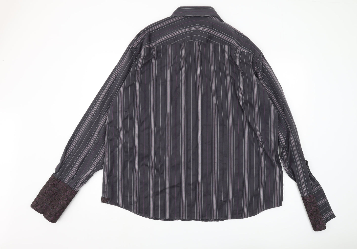 Marks and Spencer Men's Black Striped Long Sleeve Shirt 2XL