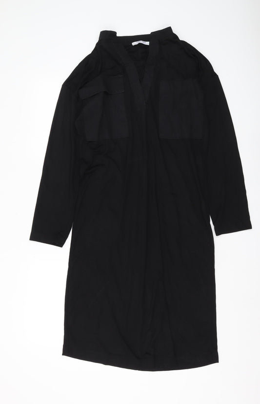 Zara Black Shirt Dress Women Long Sleeve Size 0