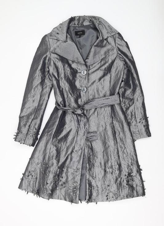Per Una Women's Grey Trench Coat Size 8 - Elegant & Formal
