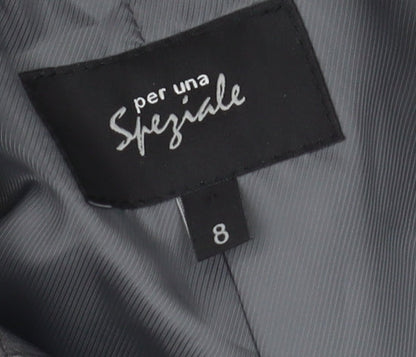 Per Una Women's Grey Trench Coat Size 8 - Elegant & Formal