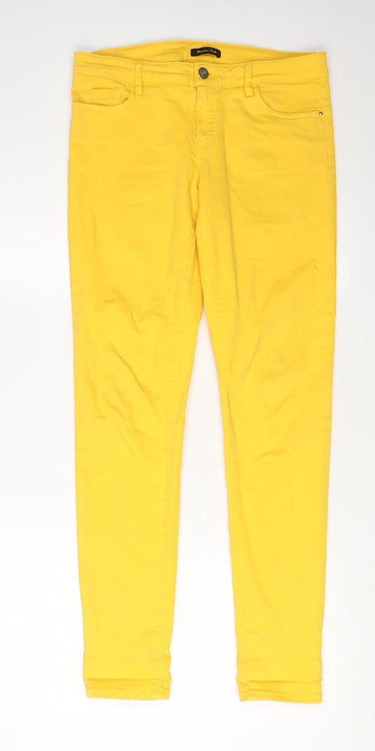 Massimo Dutti Women's Yellow Skinny Jeans Size 8
