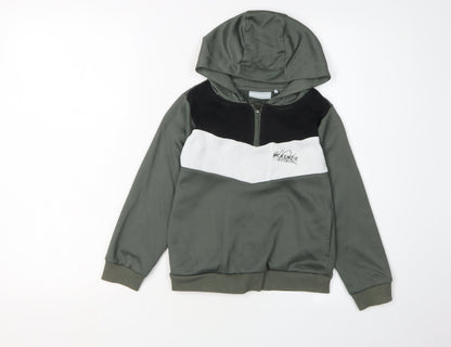 McKenzie Boys Green Colourblock Hoodie 6-7Y 1/4 Zip Casual