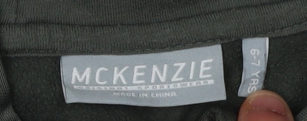 McKenzie Boys Green Colourblock Hoodie 6-7Y 1/4 Zip Casual