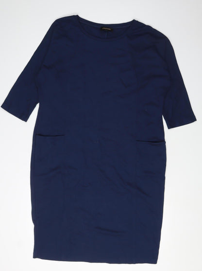 Jaeger Women's Blue Shift Dress M 3/4 Sleeve Casual