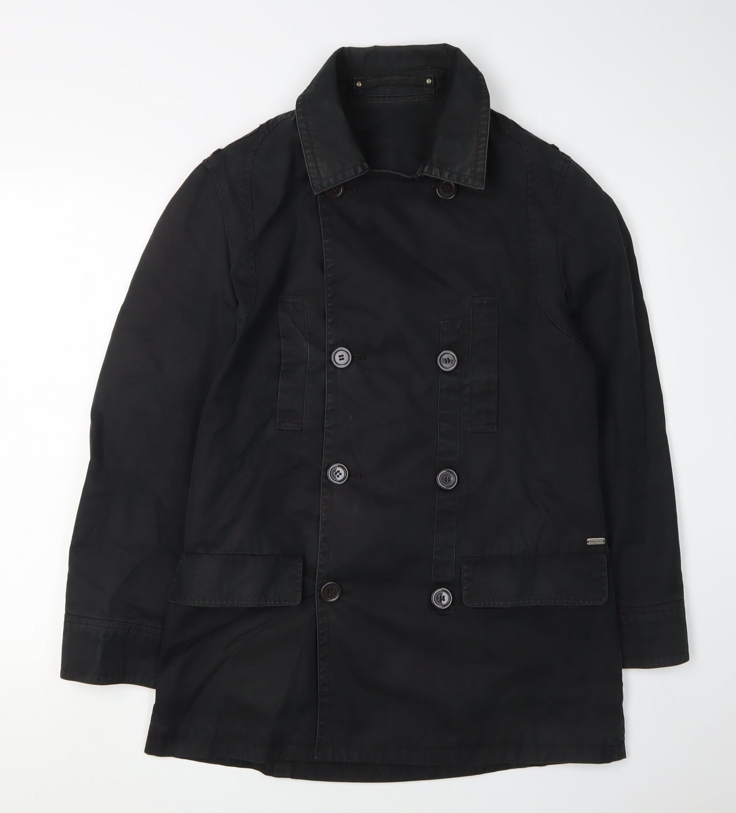 Mens UK Size S Jasper Conran Black Pea Coat