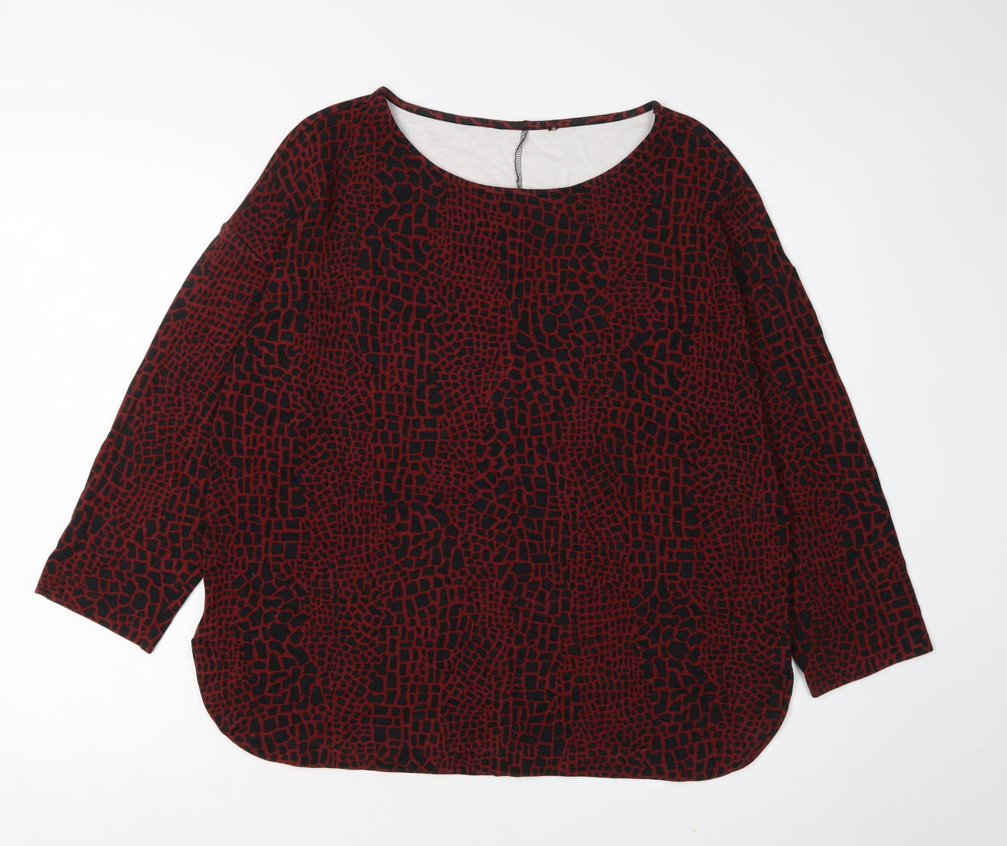 Jaeger Women's Black Geometric 3/4 Sleeve Blouse