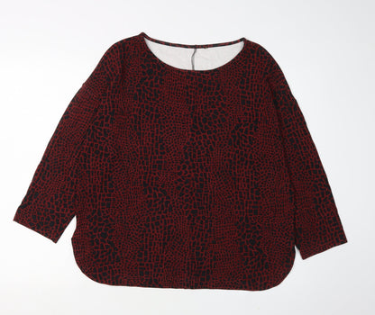 Jaeger Women's Black Geometric 3/4 Sleeve Blouse