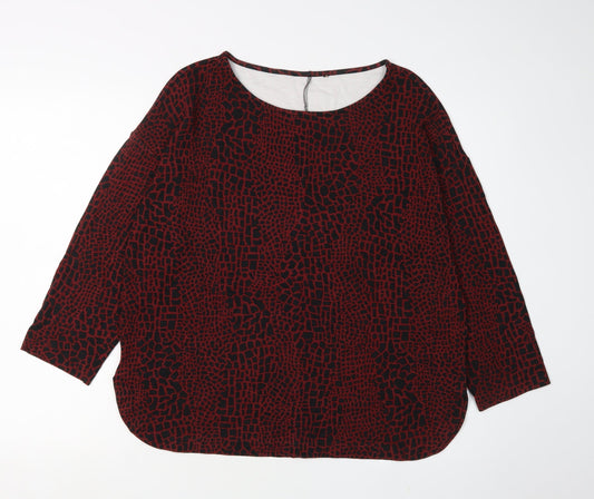 Jaeger Women's Black Geometric 3/4 Sleeve Blouse