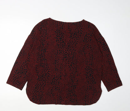 Jaeger Women's Black Geometric 3/4 Sleeve Blouse