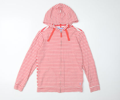 Joules Women's Red Hooded Full Zip Striped Hoodie