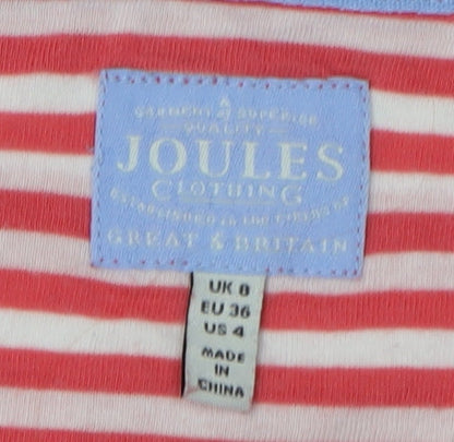 Joules Women's Red Hooded Full Zip Striped Hoodie