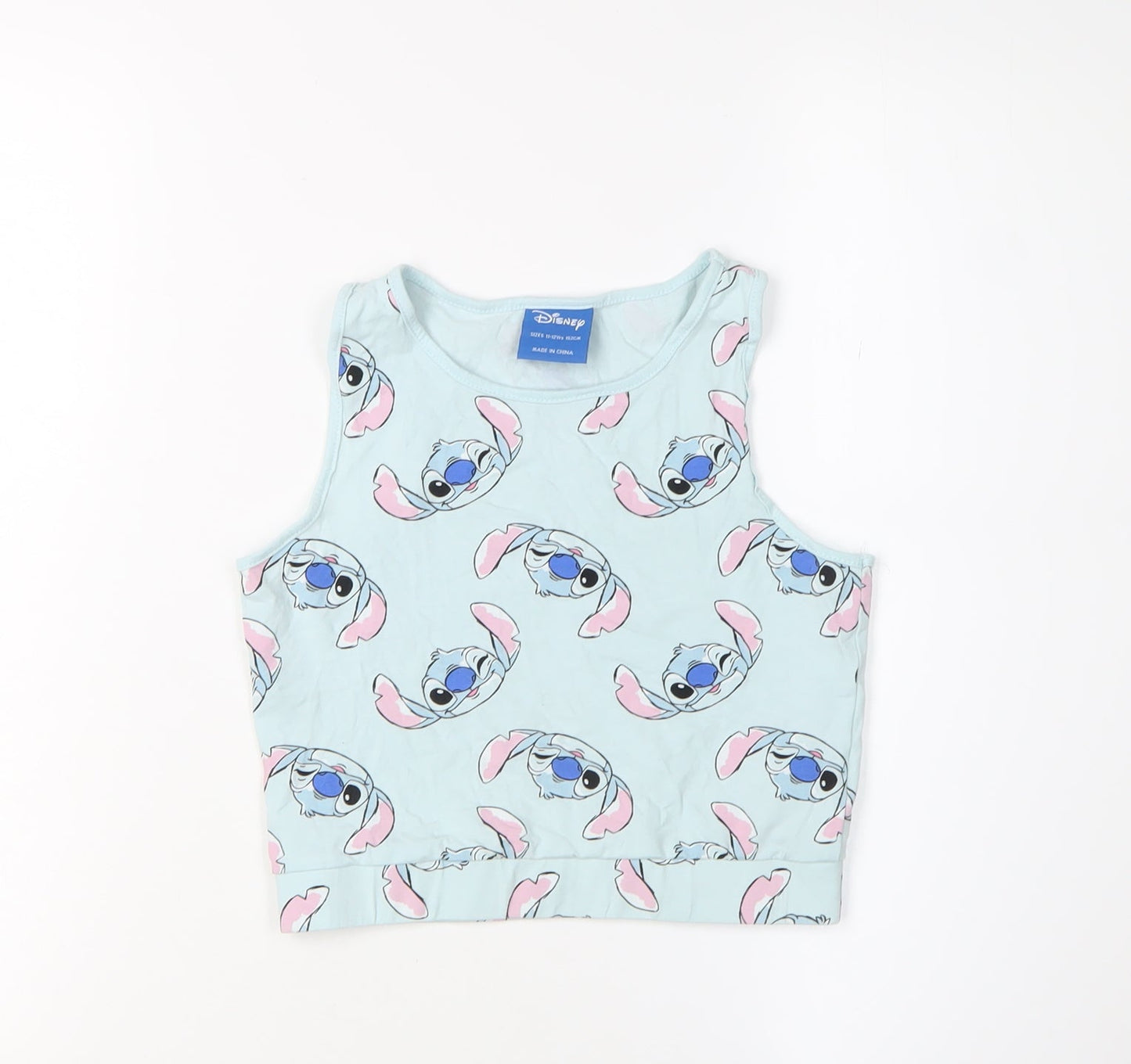 Disney Girls Blue Stitch Cropped Tank Top - 11-12 Years