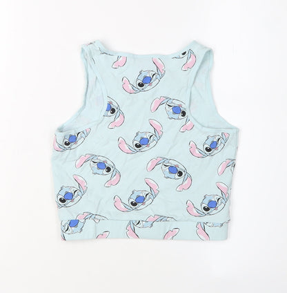 Disney Girls Blue Stitch Cropped Tank Top - 11-12 Years
