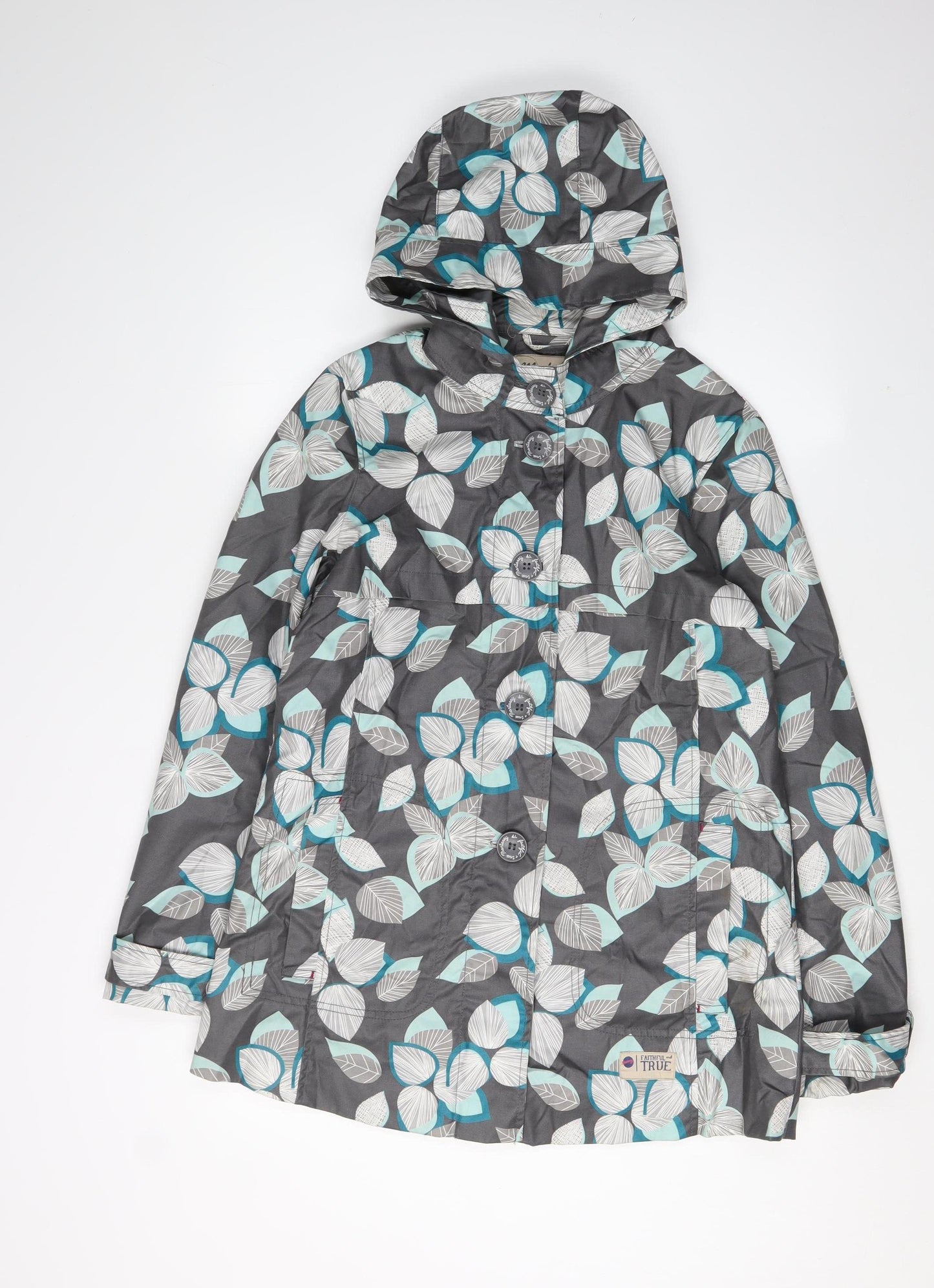 Mantaray Women's Grey Floral Rain Coat Size 12