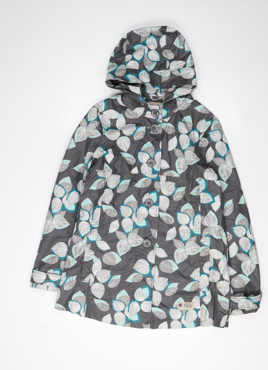 Mantaray Women's Grey Floral Rain Coat Size 12