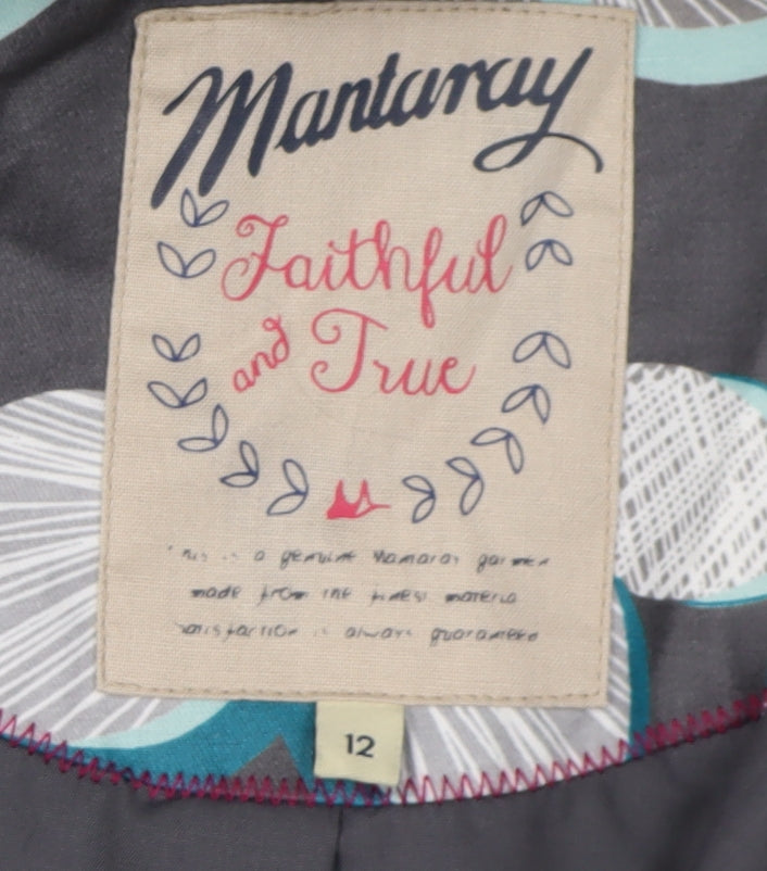 Mantaray Women's Grey Floral Rain Coat Size 12