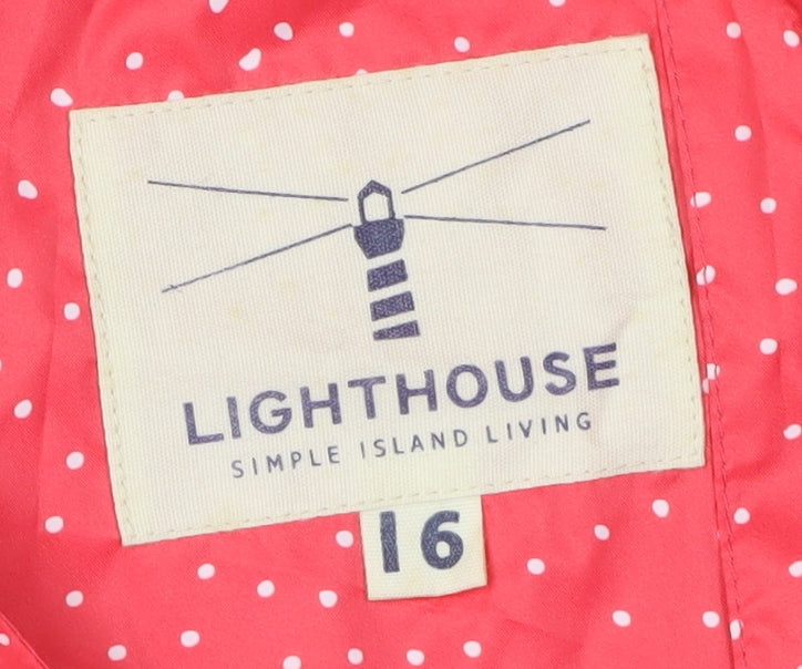 Lighthouse Women's Red Polka Dot Rain Coat, Size 16
