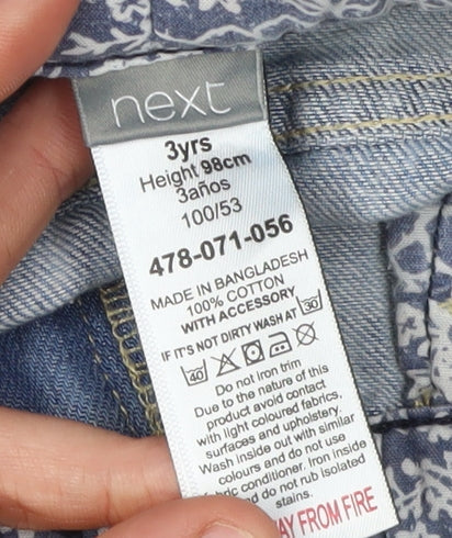 Next Girls Blue Denim Chino Shorts 3 Years