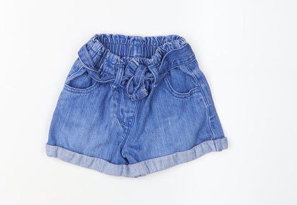 Next Blue Denim Paperbag Shorts for Unisex 12-18 Months