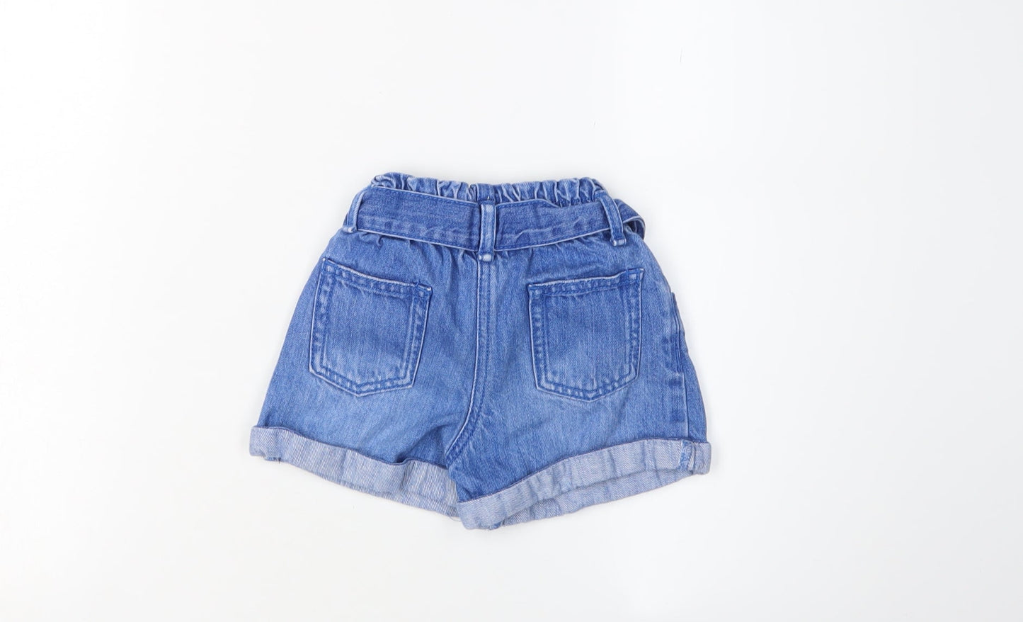 Next Blue Denim Paperbag Shorts for Unisex 12-18 Months