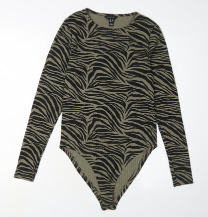 New Look Women's Green Animal Print Bodysuit, Size 12