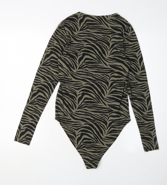New Look Women's Green Animal Print Bodysuit, Size 12