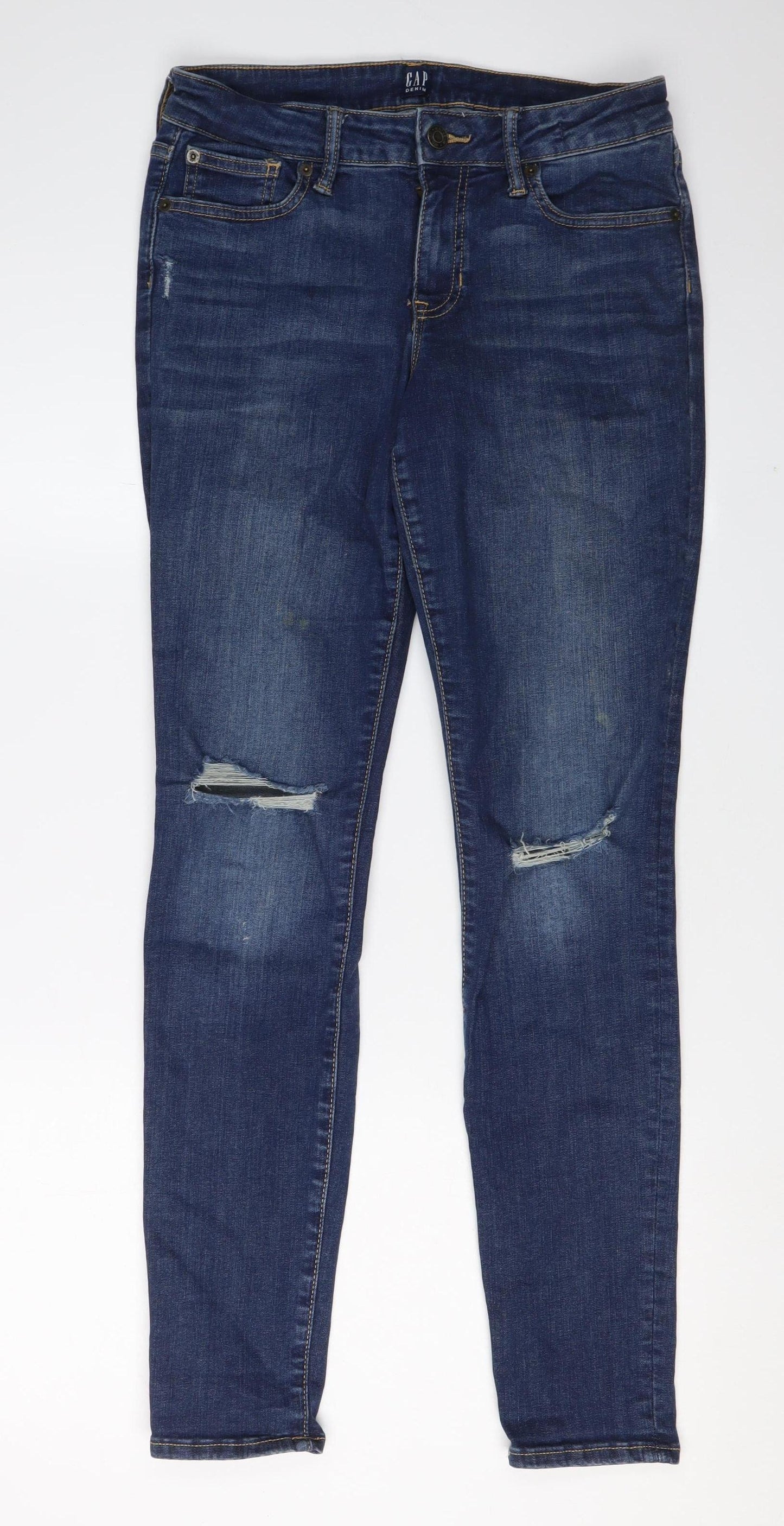 Gap Women's Blue Skinny Jeans Size 27 Distressed