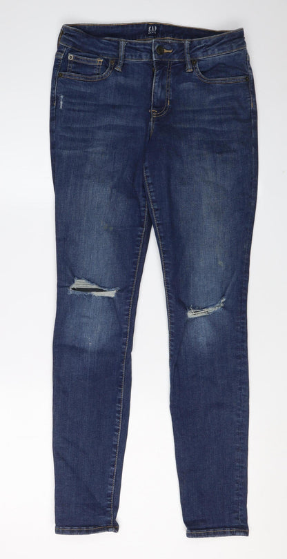 Gap Women's Blue Skinny Jeans Size 27 Distressed
