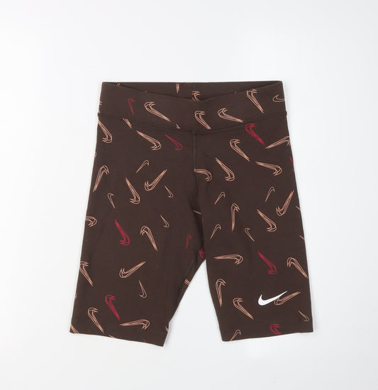 Nike Women's Brown Biker Shorts, Size S, Athletic Style