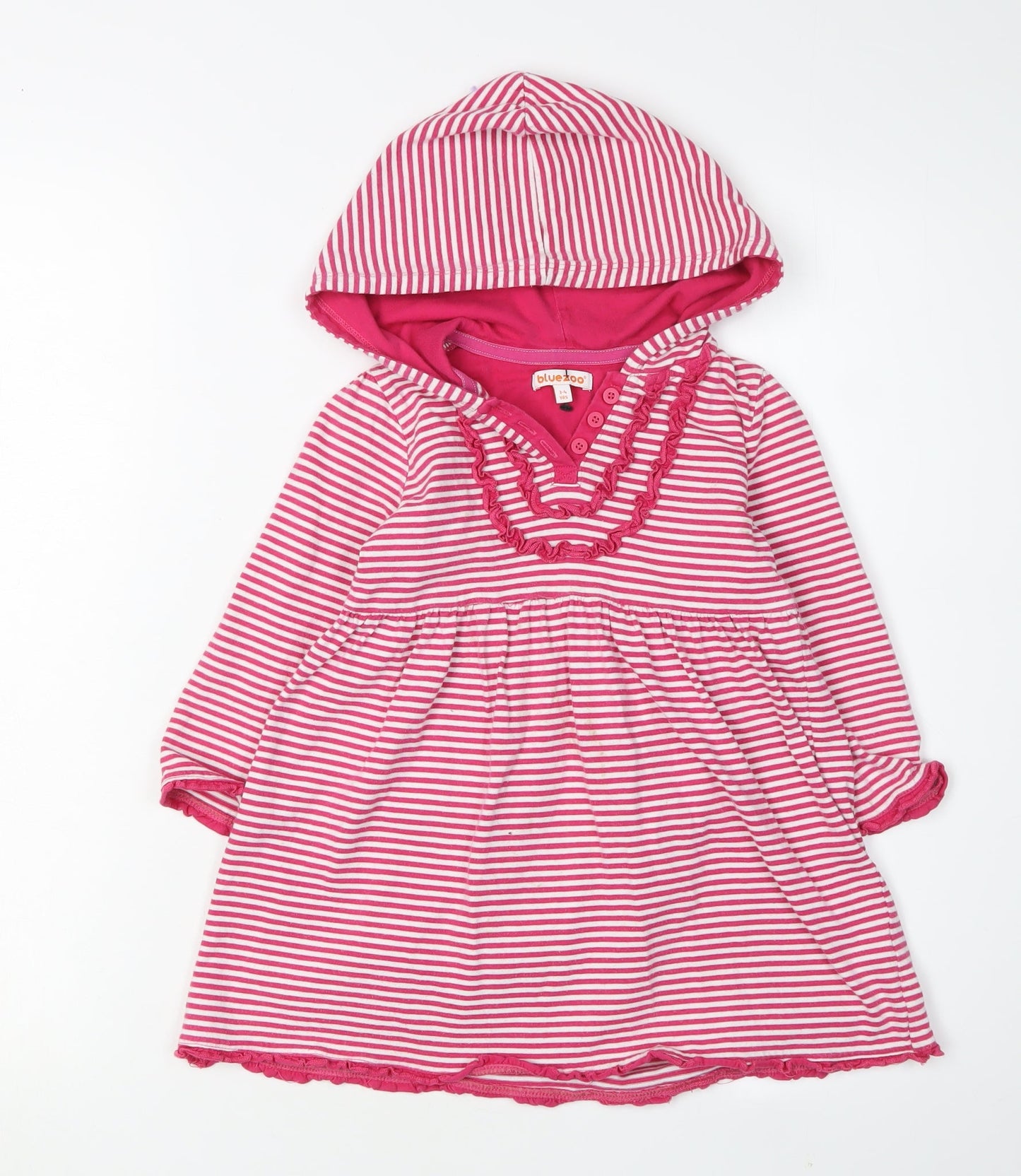 Blue Zoo Girls Striped Pink Hooded Dress, 3-4 Years