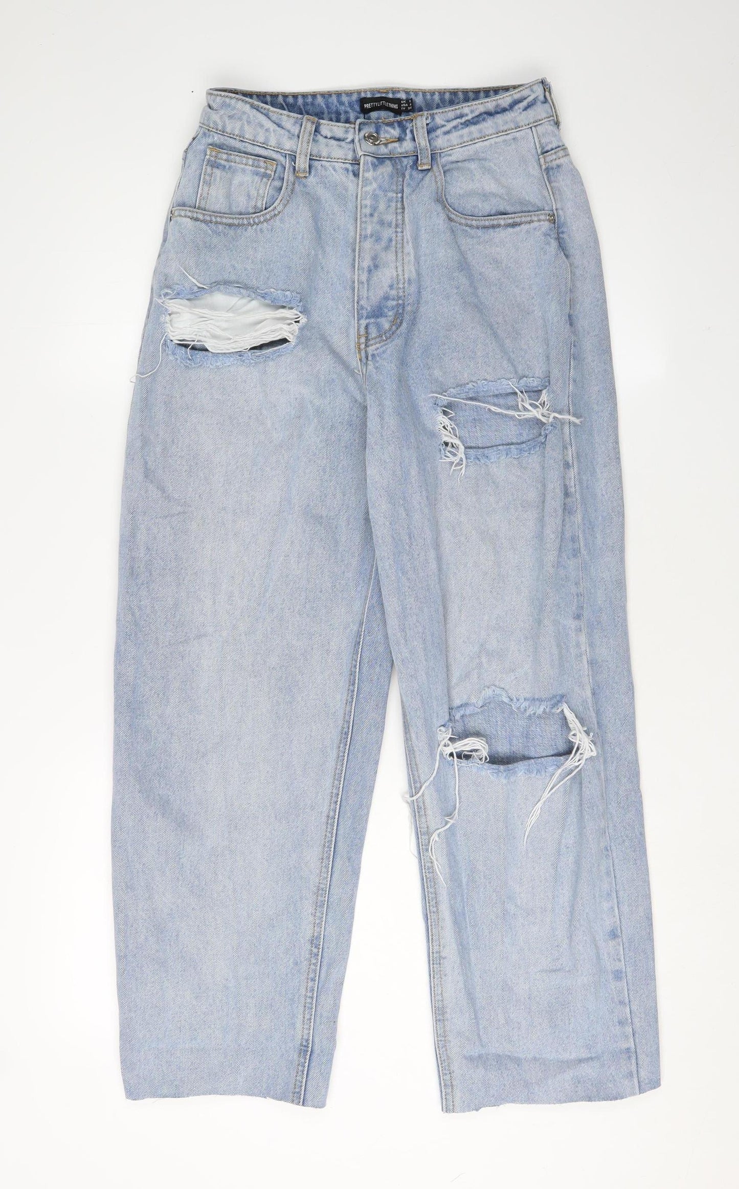 PrettyLittleThing Women's Blue Distressed Boyfriend Jeans