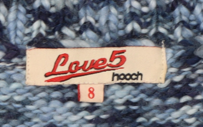 Hooch Women’s Blue Geometric Full Zip Knit Jumper